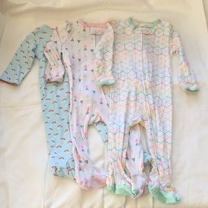 Zip up sleep suits, 3 pc